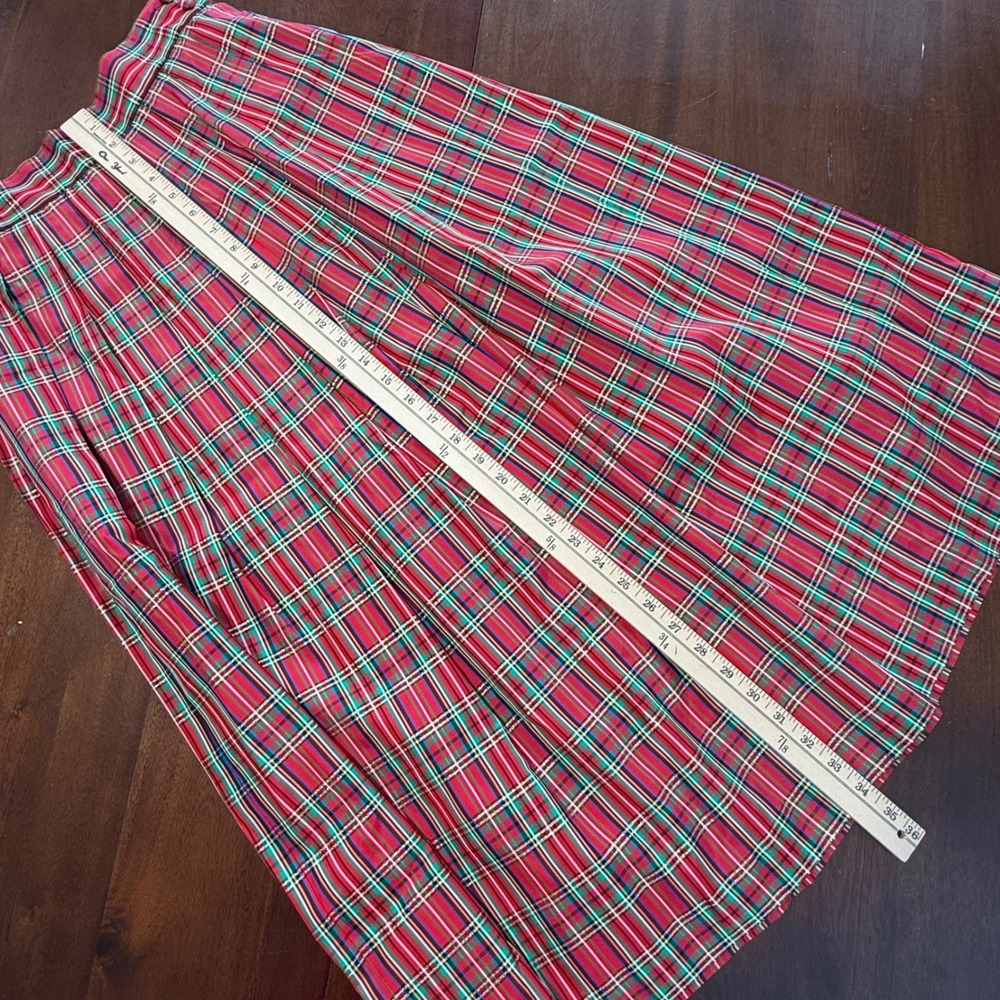 Charter Club Womens Pleated Maxi Skirt 8 Red Metallic Vtg Christmas Tartan Plaid - Picture 10 of 10